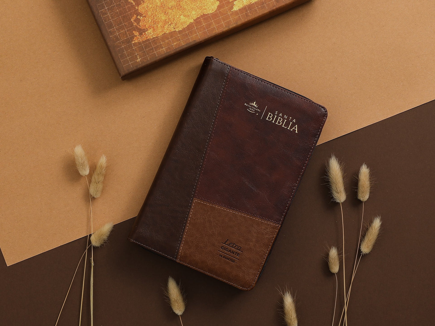 Biblia RVR60 Tamaño manual/letra Gigante i/piel café/café/café con cierre e índice