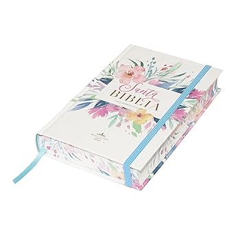 Biblia RVR 1960 Letra Grande 12.5 puntos Tamaño Manual Tapa Dura con Elástico Flores Azul