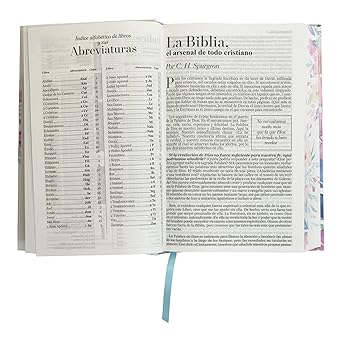 Biblia RVR60 tamaño manual letra grande tapa dura con elástico rosa floral