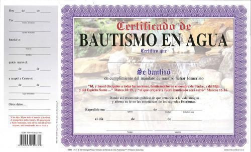Variedad Certificado Bautismo en Agua