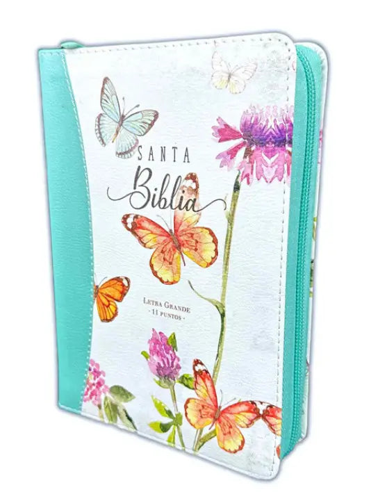 Biblia Reina Valera 1960 tamaño portátil Letra Grande 11 puntos Imitación Piel. Con cierre.