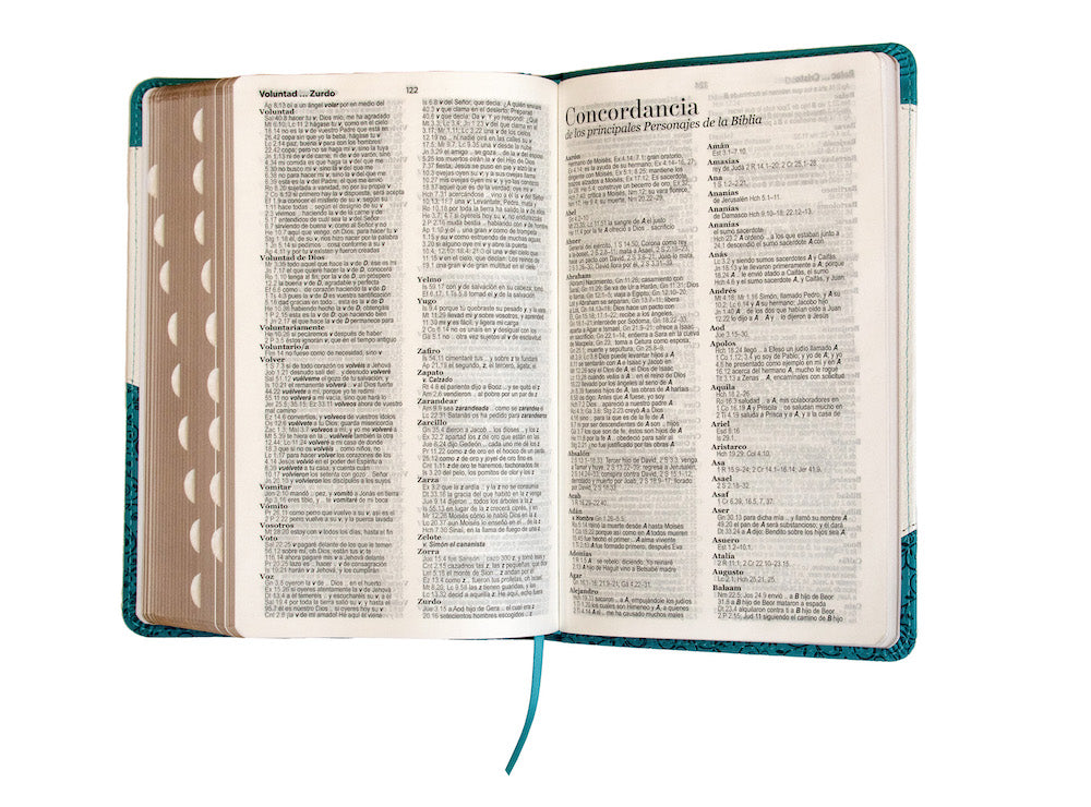 Biblia RVR60 Tamaño Manual Letra Grande i/piel TURQUESA/BLANCO con índice -Tapa blanda