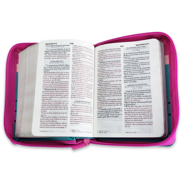 Biblia de Bolsillo con Cierre RV1960 imit fucsia/rosa/turquesa