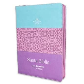 Biblia para Mujeres con Cierre Letra Gigante 15 puntos RV1960 imit piel tricolor celeste/rosa/lila con indice