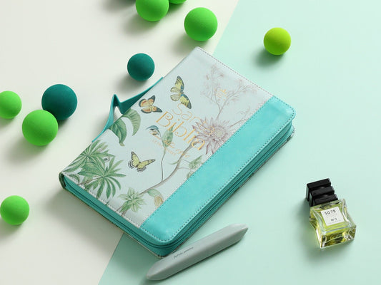 Biblia RV1960 Letra Grande con Cover piel verde con índice