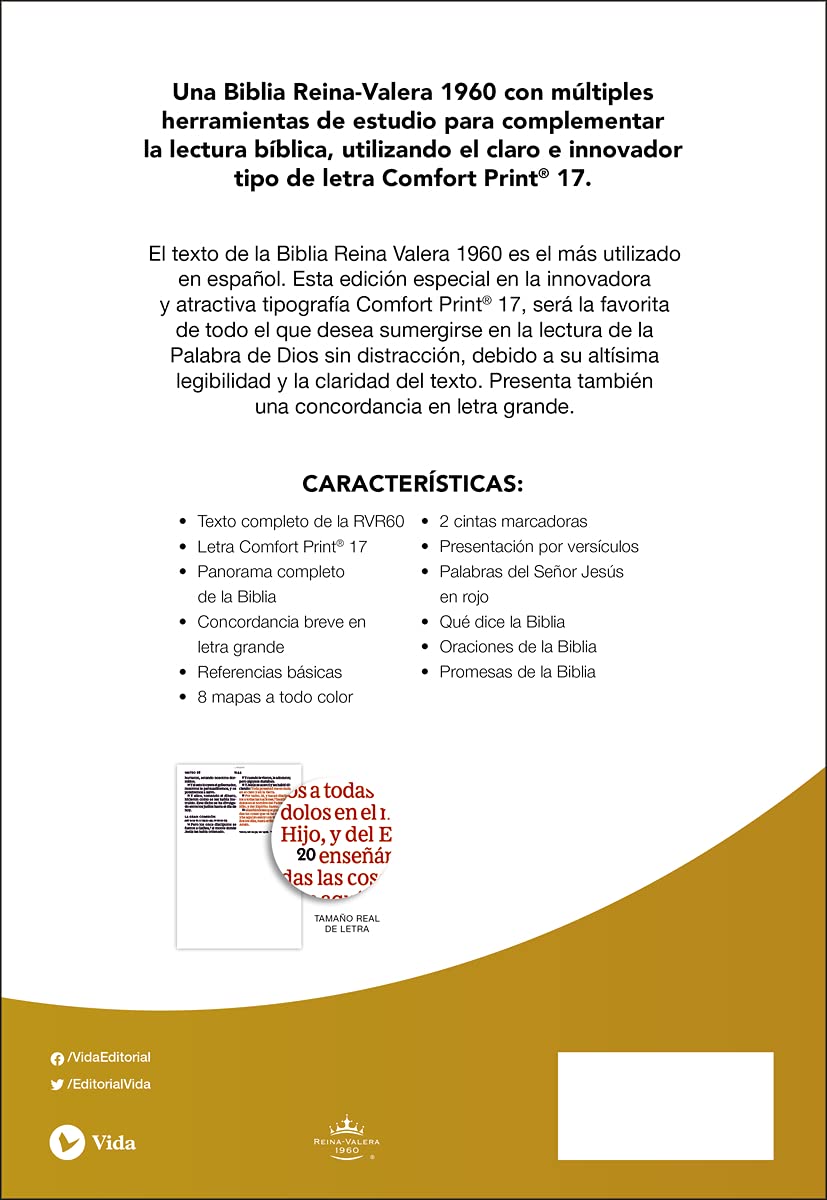 RVR60, Santa Biblia, Letra Supergigante, Leathersoft, Café, con Cierre