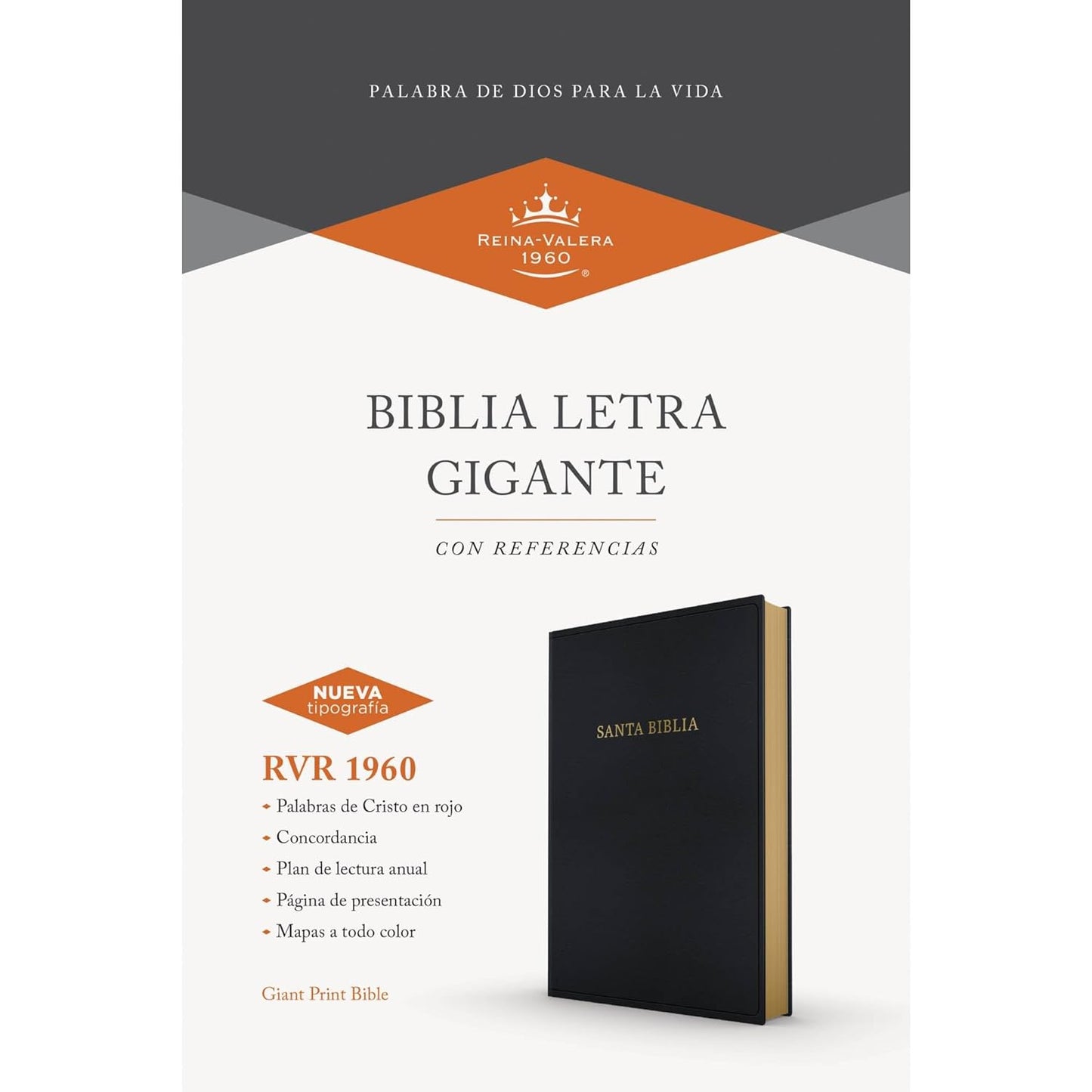 RVR 1960 Biblia letra gigante, negro imitación piel (Edición 2023): Con referencias. Nueva tipografía  - Tapa blanda