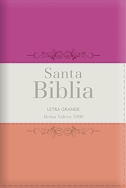 Biblia RVR 1960 Letra Grande Tamaño Manual Tricolor Guinda Crema Melón con Cierre con Índice Imitation Leather- Tapa blanda