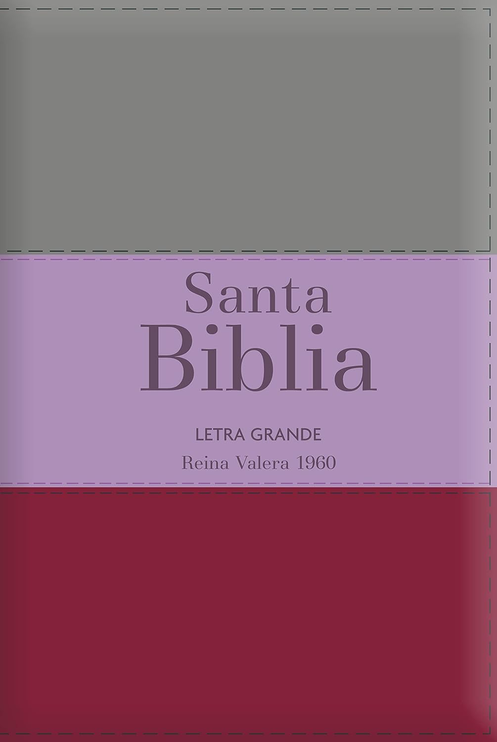 Biblia RVR60 Letra Grande – Tamaño manual / Tricolor: marrón/lila/violeta con indice y cierre