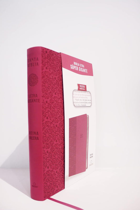 Biblia Letra Súper Gigante, símil piel fucsia RV1909 - Tapa blanda