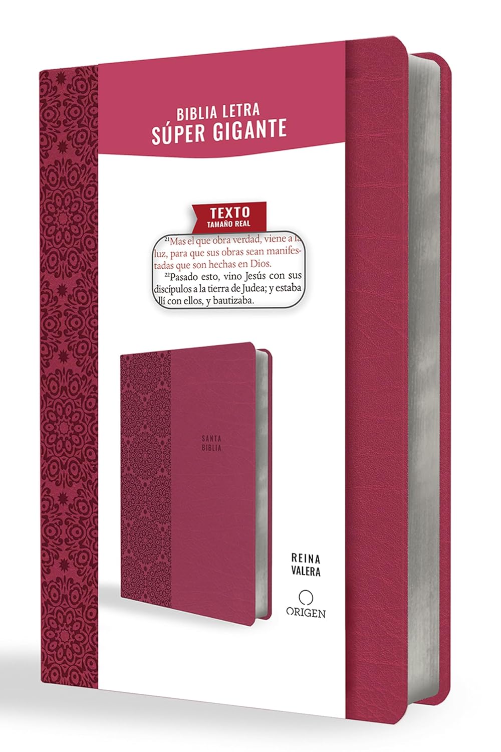 Biblia Letra Súper Gigante, símil piel fucsia RV1909 - Tapa blanda