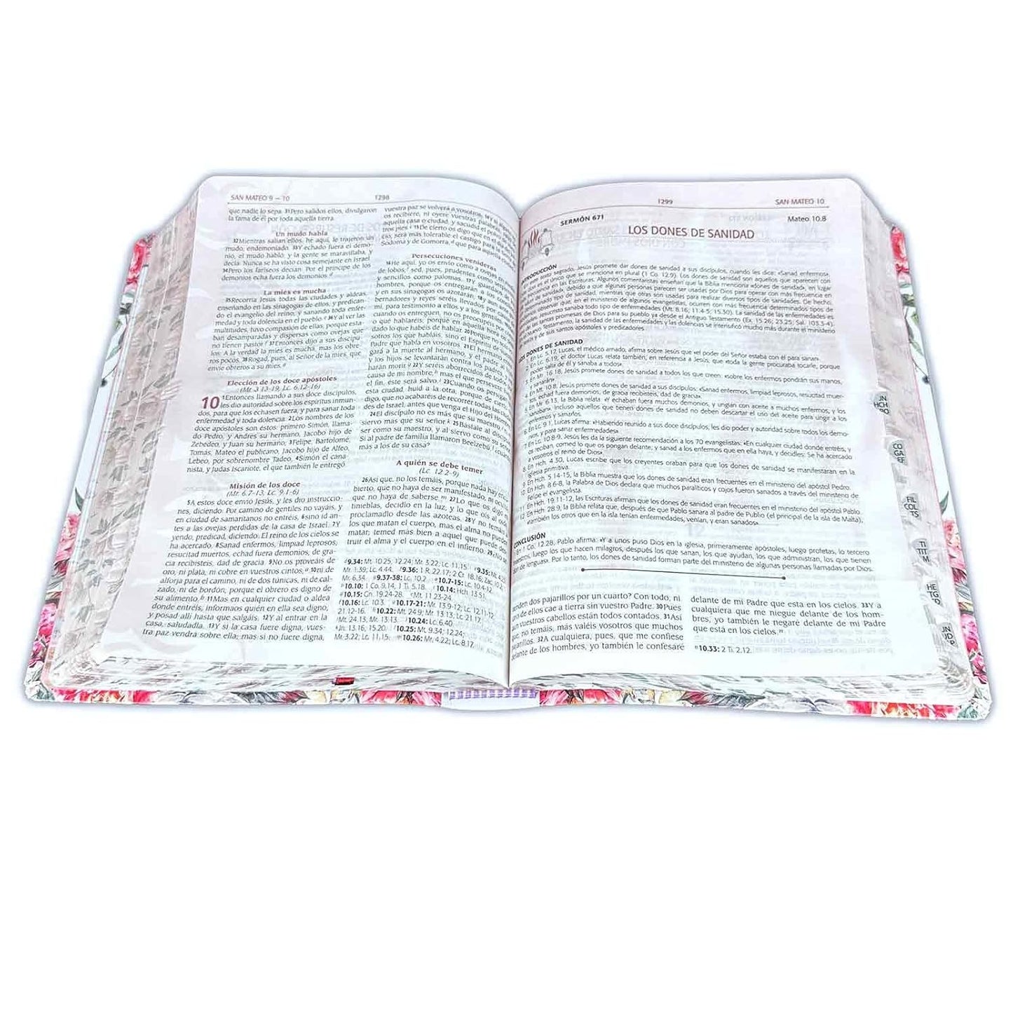 Biblia para la Predicación de Avivamiento, Tapa PU impreso flores, canto floreado, caja de regalo