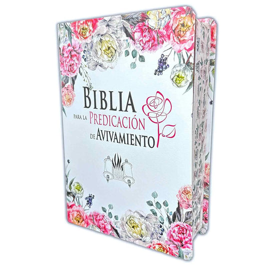 Biblia para la Predicación de Avivamiento, Tapa PU impreso flores, canto floreado, caja de regalo