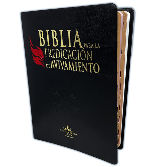 Biblia para la Predicación de Avivamiento Reina-Valera 1960 imit. piel negro con índice- tapa blanda