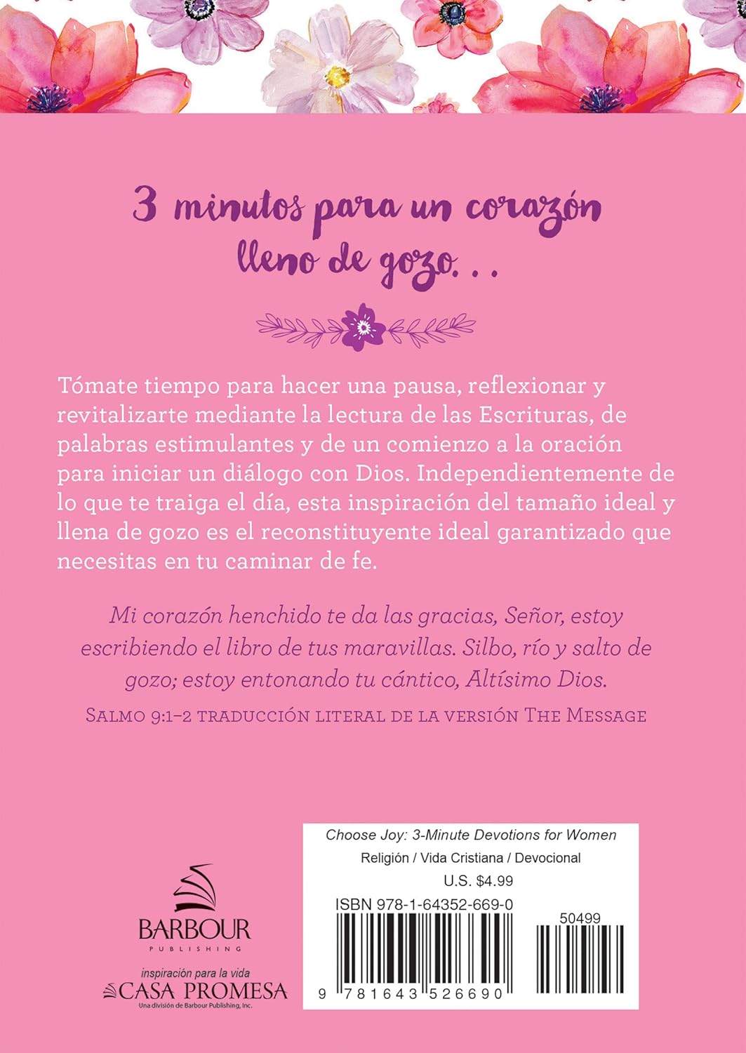 Escoge el gozo: Devocionales de 3 minutos para mujeres  - Tapa blanda