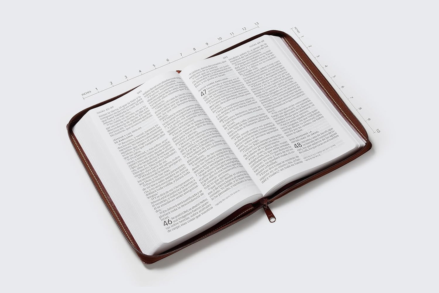 RVR60, Santa Biblia, Letra Supergigante, Leathersoft, Café, con Cierre