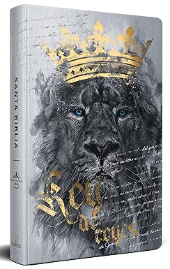 Biblia RVR60 letra grande tamaño manual, tapa dura León Rey de Reyes