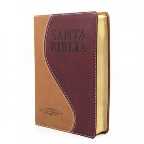 Biblia RV1909 Manual Letra Grande Con Concordancia Imitacion Piel, Duo Marron, Canto Dorado