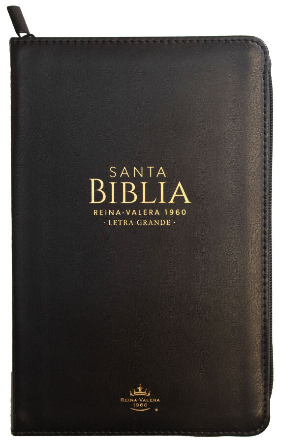 Biblia RVR60 Tamaño Manual Letra Grande imitación/piel Negro con cierre