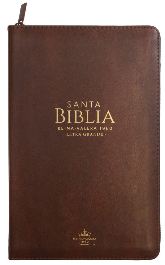 Biblia RVR60 Tamaño Manual Letra Grande i/piel CAFÉ con cierre Tapa blanda