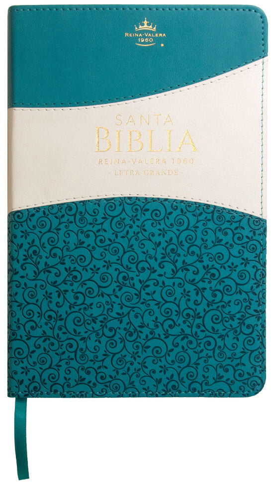 Biblia RVR60 Tamaño Manual Letra Grande i/piel TURQUESA/BLANCO con índice -Tapa blanda