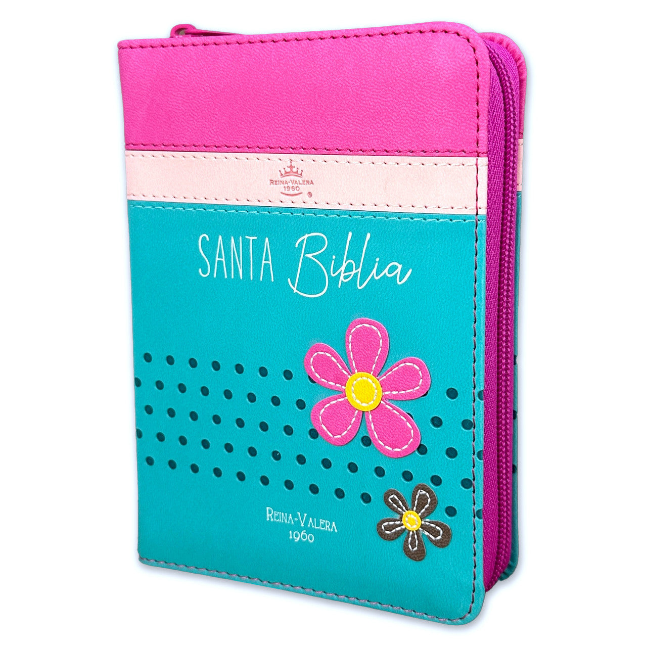 Biblia de Bolsillo con Cierre RV1960 imit fucsia/rosa/turquesa