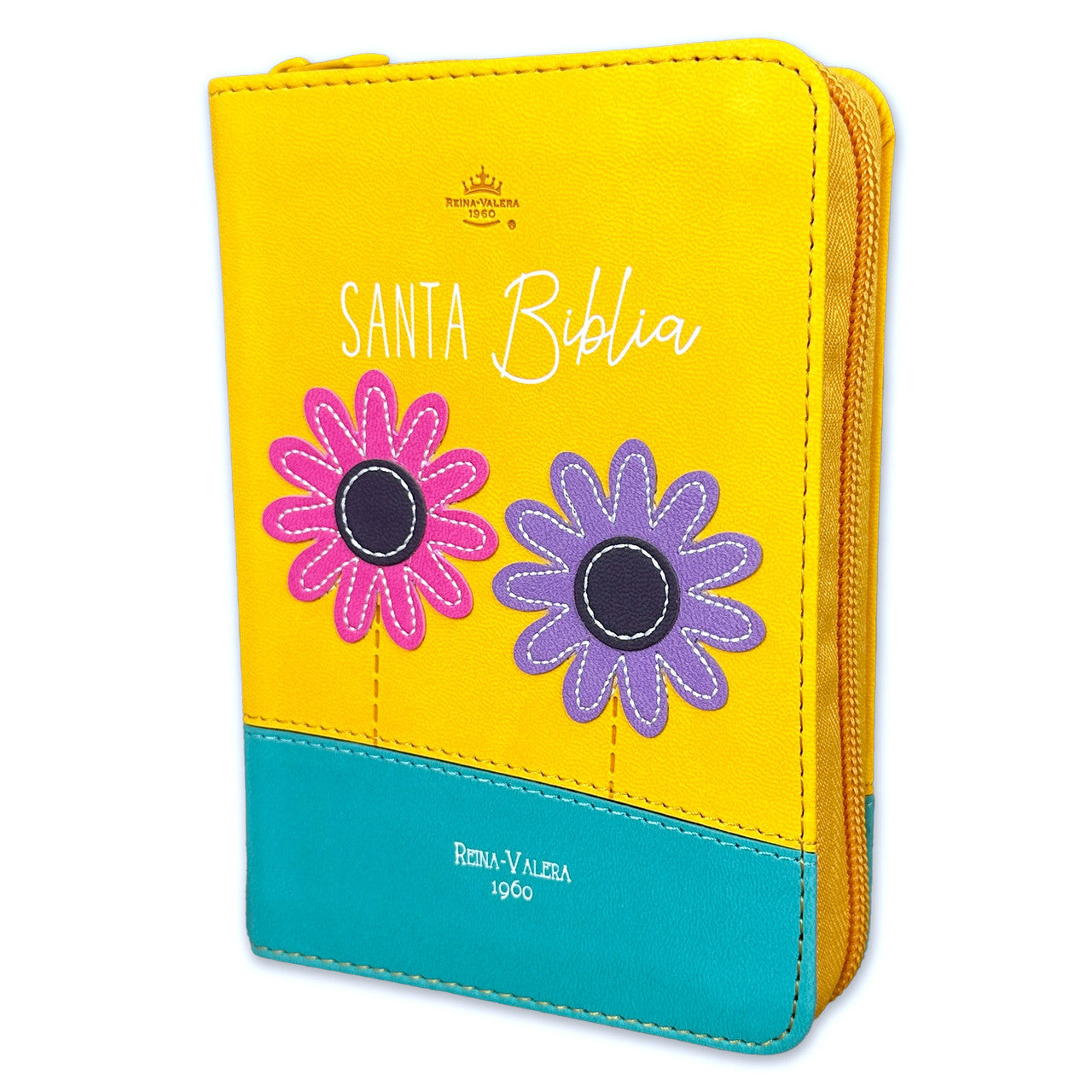 Biblia de Bolsillo con Cierre RV1960 imit amarillo/turquesa flores