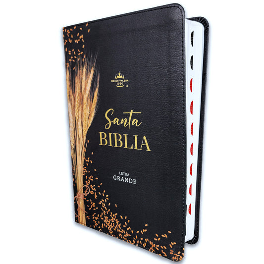 Biblia Letra Grande 12 puntos RV1960 imit piel negro trigo con índice