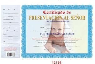 Certificado de Presentación Al Señor de Niño (Pqte de 15)