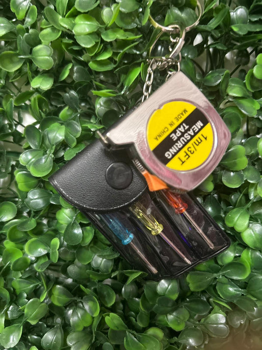 Set Mini destornilladores con cinta métrica llavero
